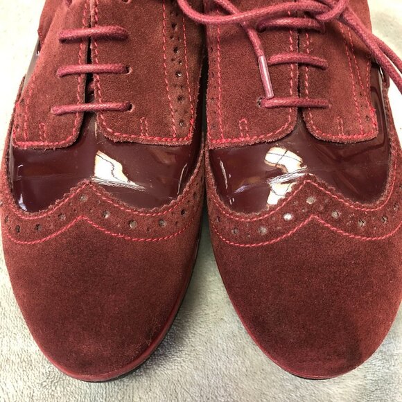 Clarks Somerset Wine Brogue Oxford Derby Suede Lace Up Shoes - Picture 4 of 14